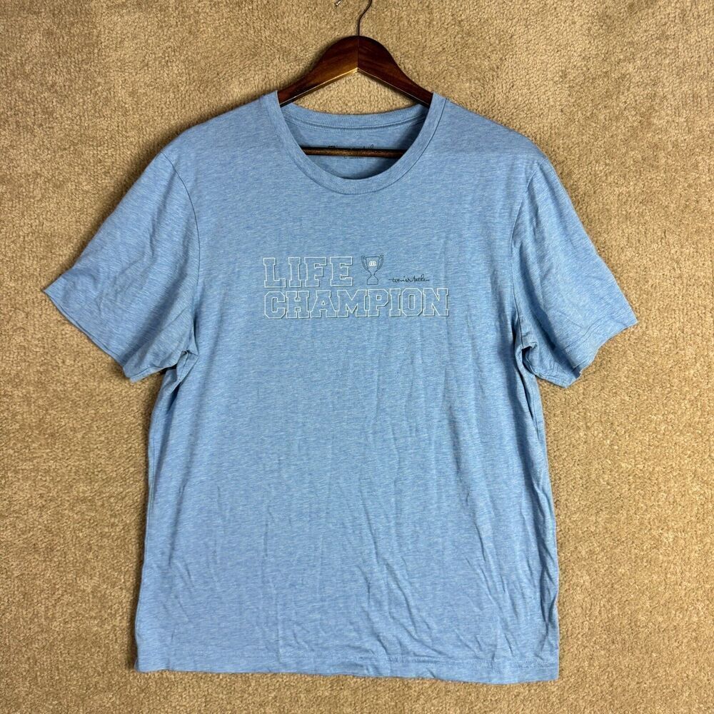 Travis Mathew T-Shirt Mens‎ Size Large L Blue Life Champion Crewneck Pima Cotton